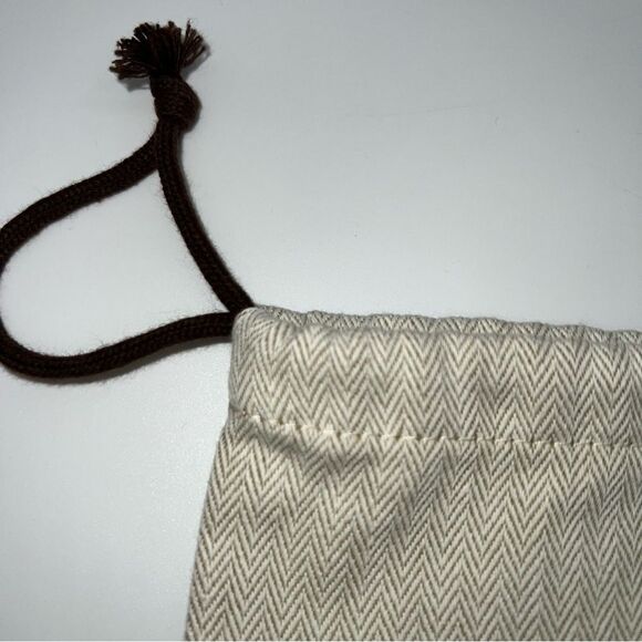 Authentic Hermes Cream/Brown Herringbone Dust Bag w/Brown Logo 13.25” x 9.5” - Picture 3 of 4